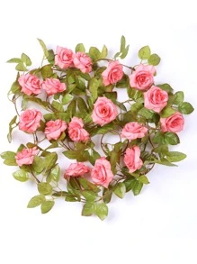 Nejlue Artificial Flowers/Plants1111 Home & Living 1 件人造玫瑰藤假悬挂花卉常春藤绿植仿藤条背景适用于家庭装饰、教室、办公室、秋季装饰、房间、书桌、花园装饰、房间婚车装饰、门楣拱门装饰、家庭、餐厅、卧室、有盖前廊楼梯、生日派对装饰材料、阳台、秋千架、购物中心、壁炉架、门、新年情人节和新年圣诞节礼物冬季装饰品 - 粉色 - 查看 4