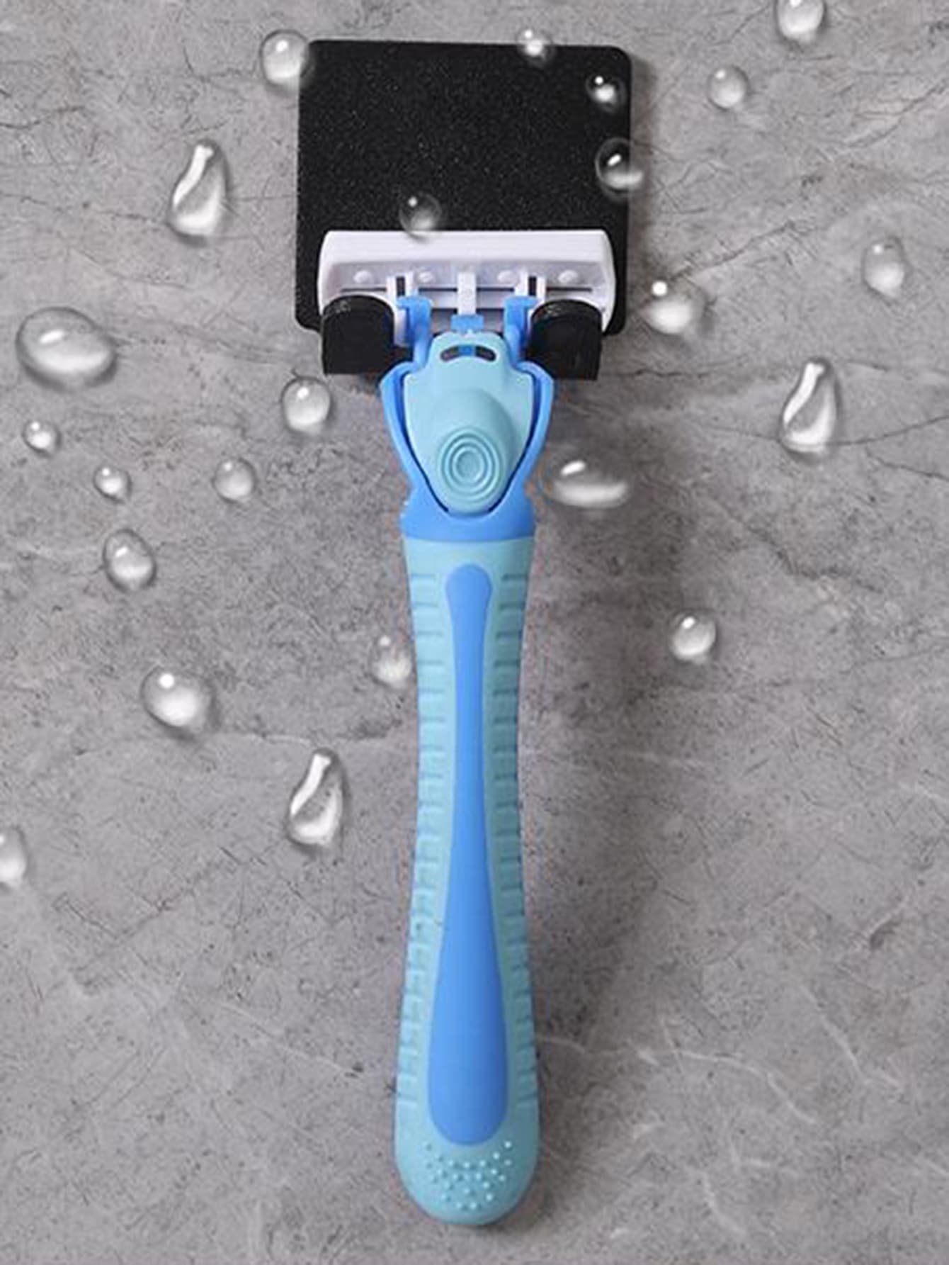 3pcs Bathroom Plastic Razor Holder, Storage Hook, Wall Men Shaving Shaver Shelf, Punch Free Razor Rack, Accessories Organization - Black - View 1