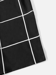 SHEIN LUNE Plus Grid Print Shirred Knot Front Trousers - Black - View 4