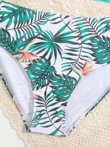 Teen Girls Tropical Print Bikini Set Summer Beach - Multicolor - View 4