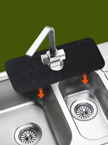 1pc Random Kitchen Faucet Sink Splash Guard, Silicone Faucet Water Catcher Mat, Sink Draining Pad Behind Faucet, Drying Mat For Kitchen & Bathroom Countertop Protect - Multicolor - View 6