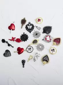 22入組/套隨機心和花DIY吊墜