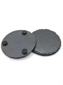2/8/12/24pcs Natural Stone Coasters, Heatproof And Cold Resistant, Solid Color Coasters Household Essential - Black - View 3