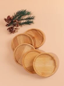 1pc/2pcs/8pcs/12pcs Bamboo Round Coasters, Heat Insulation Mat For Home & Office Desk - Brown - View 4