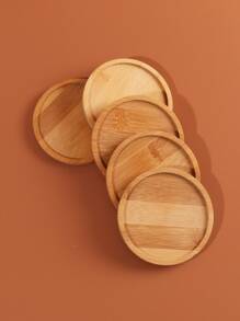 1pc/2pcs/8pcs/12pcs Bamboo Round Coasters, Heat Insulation Mat For Home & Office Desk - Brown - View 5