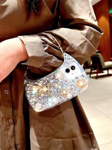 水鑽裝飾鑽石手機殼帶鏈子手機掛繩 - 彩色 - 查看 2