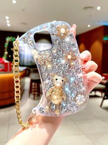水鑽裝飾鑽石手機殼帶鏈子手機掛繩 - 彩色 - 查看 3