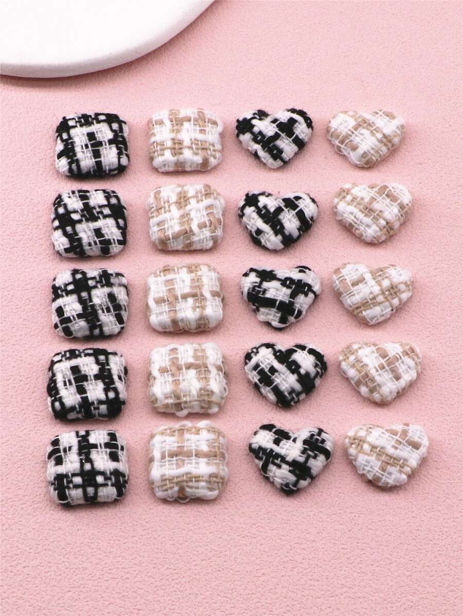 20pcs Square & Heart Shaped DIY Hair Accessory - Multicolor - View 1
