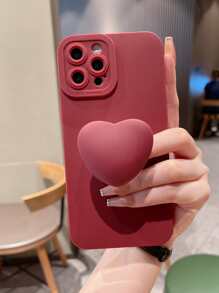 Phone Case With Heart Shaped Pop Out Phone Grip - Burgundy - View 3