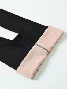 Solid Plush Lined Tights - Black - View 2