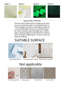 50 piezas Pegatina de pared con diseño de corazón brillante en oscuro - Beis - Ver 6