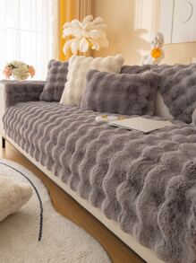 1入組素色毛茸沙發墊 - 灰色 - 查看 1