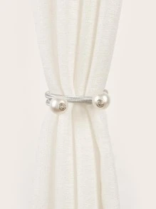 2pcs Faux Pearl Decor Curtain Tieback - Light Grey - View 1