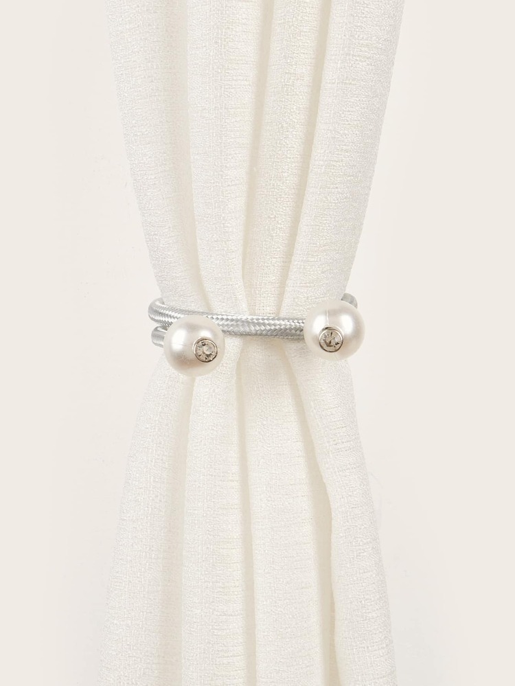 2 piezas Alzapaños de cortina con diseño de perla artificial - Gris Claro - Añade 1