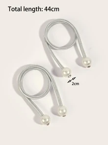 2pcs Faux Pearl Decor Curtain Tieback - Light Grey - View 2
