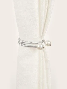 2pcs Faux Pearl Decor Curtain Tieback - Light Grey - View 5