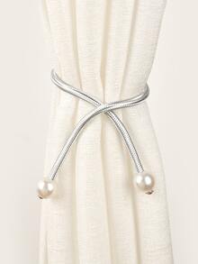 2pcs Faux Pearl Decor Curtain Tieback - Light Grey - View 6