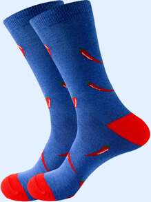 男士辣椒圖案中筒襪 - 彩色 - 查看 1