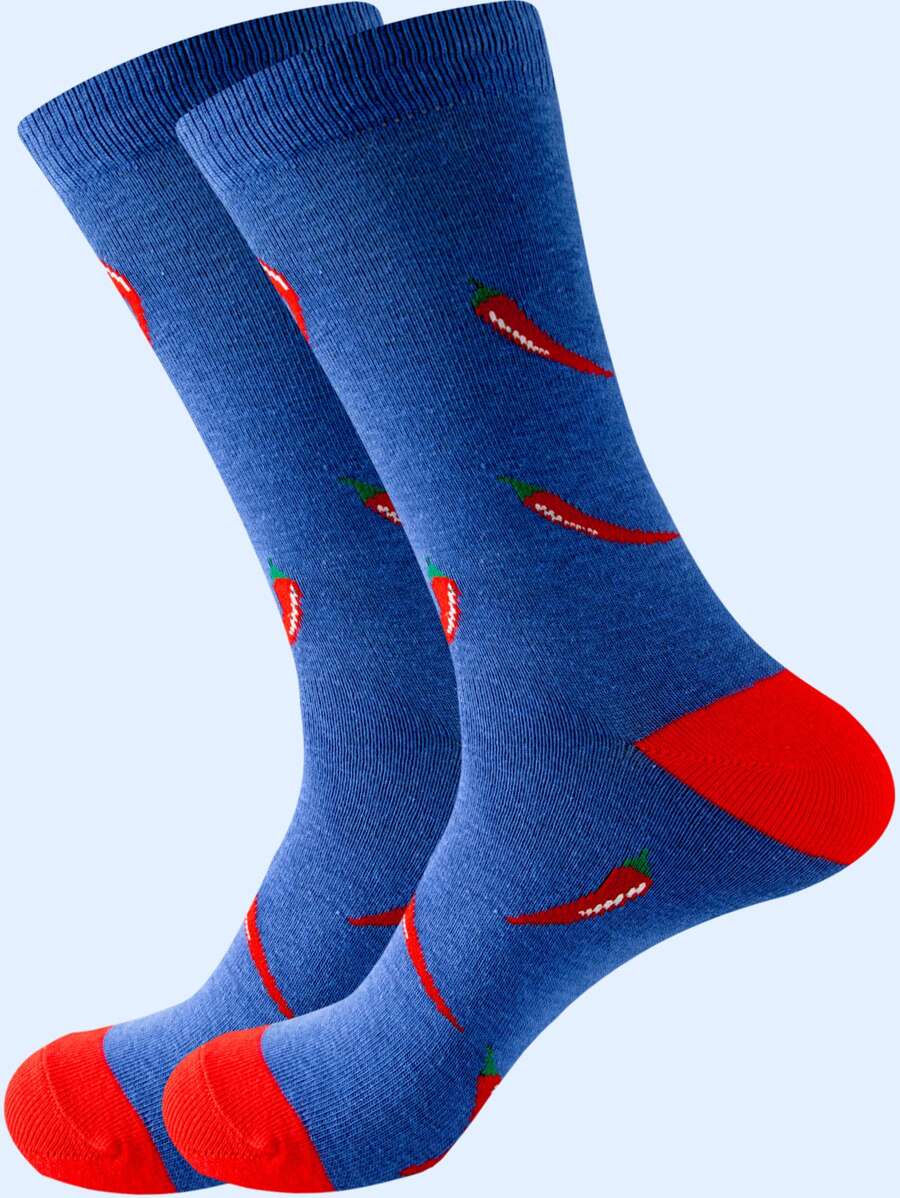 男士辣椒圖案中筒襪 - 彩色 - 查看 1