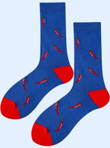 男士辣椒圖案中筒襪 - 彩色 - 查看 2