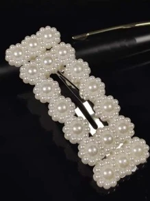 5 chiếc kẹp tóc/búi tóc trang trí ngọc trai giả thanh lịch dành cho nữ (kèm theo thiệp giấy ngẫu nhiên), phụ kiện tóc, kẹp tóc càng cua, ghim cài tóc - trắng - Xem 3