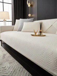 Geometric Jacquard Sofa Towel - White - View 1