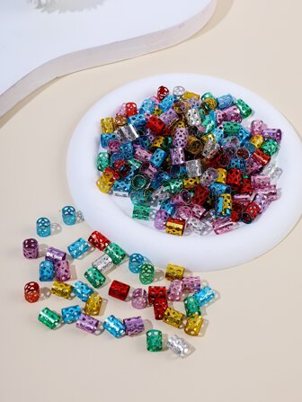 120pcs Random Color Hollow Out Bohemian Hippie Style Hair Ring For Everyday Styling Suitable For Campus Dating Vacation Daily Travel Street Hair Clips