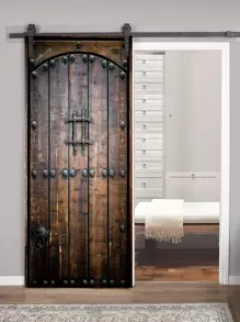 1pc Wood Grain Pattern Door Sticker,Stickers,Wall Decal, Vinyl Decal For Home Decorations,Spring Decoration Items Refresh Your Home,Rama Decoration Stickers - Multicolor - View 6