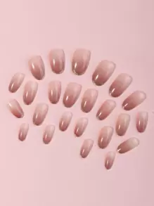 24 片长椭圆形斋月渐变法式指甲贴片，含 1 片果冻贴片和 1 条锉刀，按压式指甲，美甲用品，美甲 - 彩色 - 查看 2