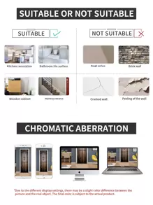 1pc Wood Grain Pattern Door Sticker,Stickers,Wall Decal, Vinyl Decal For Home Decorations,Spring Decoration Items Refresh Your Home,Rama Decoration Stickers - Multicolor - View 11