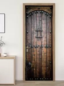 1pc Wood Grain Pattern Door Sticker,Stickers,Wall Decal, Vinyl Decal For Home Decorations,Spring Decoration Items Refresh Your Home,Rama Decoration Stickers - Multicolor - View 7