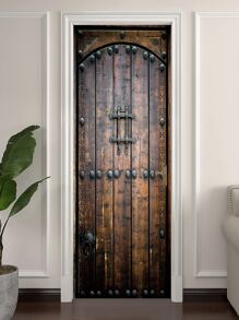 1pc Wood Grain Pattern Door Sticker,Stickers,Wall Decal, Vinyl Decal For Home Decorations,Spring Decoration Items Refresh Your Home,Rama Decoration Stickers - Multicolor - View 8