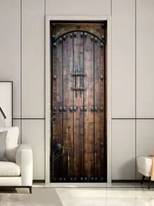 1pc Wood Grain Pattern Door Sticker,Stickers,Wall Decal, Vinyl Decal For Home Decorations,Spring Decoration Items Refresh Your Home,Rama Decoration Stickers - Multicolor - View 9