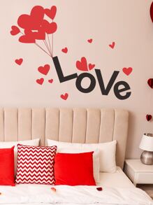 1pc Heart & Letter Graphic Wall Sticker, Stickers, Wall Decal, Vinyl Decal For Home Decorations, Spring Decoration Items Refresh Your Home, Festival Decoration Stickers Gifts Birthday Graduation