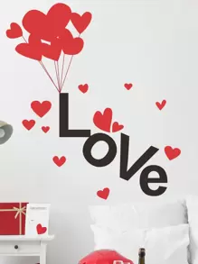 1pc Heart & Letter Graphic Wall Sticker, Stickers, Wall Decal, Vinyl Decal For Home Decorations, Spring Decoration Items Refresh Your Home, Festival Decoration Stickers Gifts Birthday Graduation