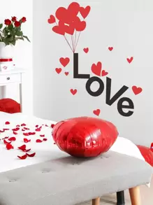 1pc Heart & Letter Graphic Wall Sticker, Stickers, Wall Decal, Vinyl Decal For Home Decorations, Spring Decoration Items Refresh Your Home, Festival Decoration Stickers Gifts Birthday Graduation