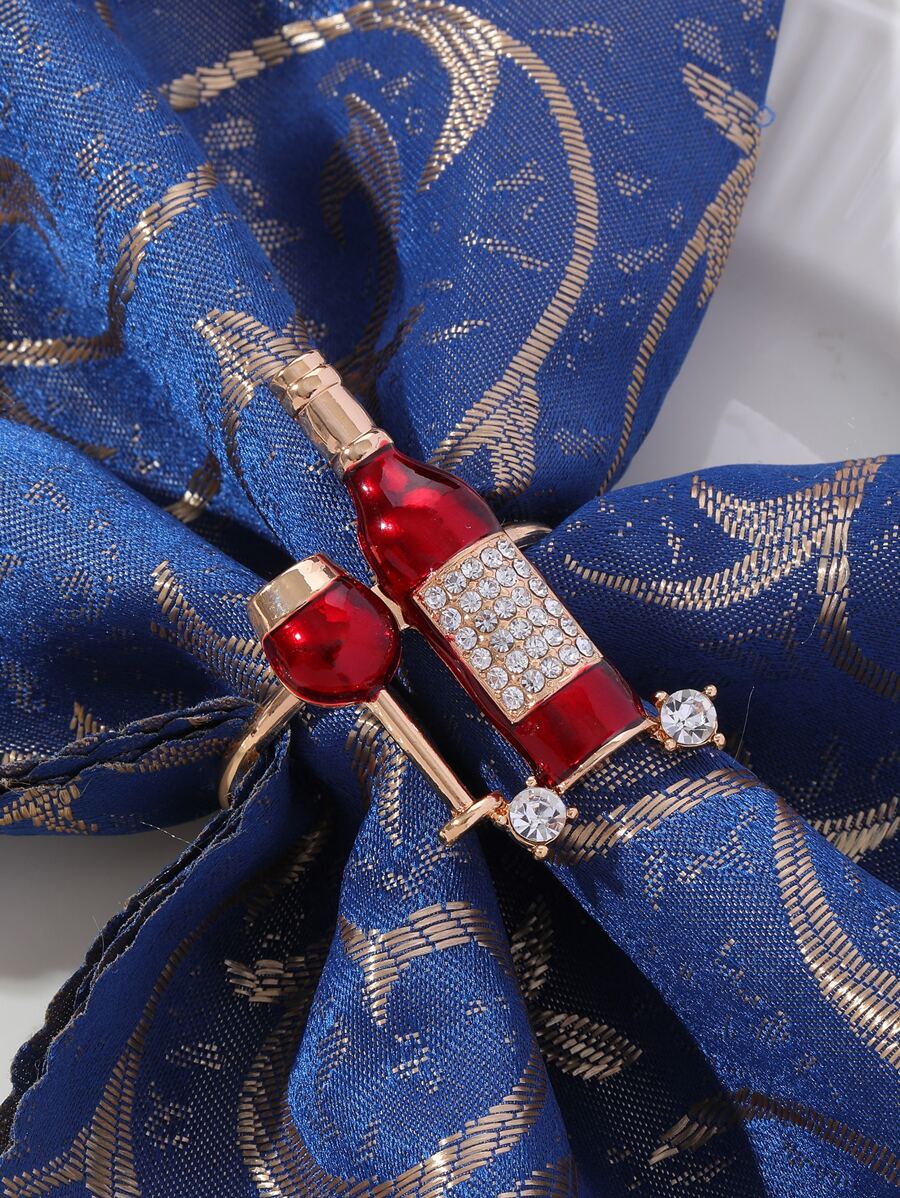 1入組鋅合金餐巾環創意酒形廚房餐桌餐巾架