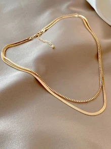 Minimalist Layered Necklace - Yellow Gold - View 1