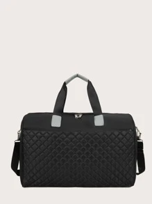 绗缝旅行包，简约黑色旅行运动包，旅行包，夏季沙滩包，度假必备品，夏季度假配件，旅行收纳包，医院包，露营旅行配件，手提箱，过夜包，健身包，周末包，行李包，手提袋，大学包，行李袋，周末包，冬季学校包，学校配件，学校用品 - 黑色 - 查看 4