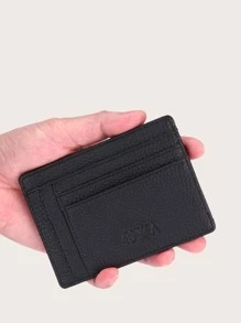 CUIKCA Men Litchi Embossed Lightweight Portable Card ID Card White-Collar Workers For Male Holiday For Anniversary For Birthday Gift Accessories Gift Card Holder Wallet Business Card Holder Credit Card Holder For Men Mini Wallet Card Wallet - Black - View 4