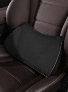 1pc Solid Car Lumbar Support Pillow - Black - View 1