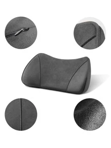 1pc Solid Car Lumbar Support Pillow - Black - View 6