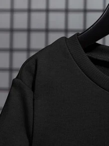 SHEIN Boys Cartoon Embroidery Sweatshirt - Black - View 5