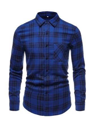 NITAGUT Hombres Camisa con estampado de cuadros