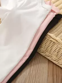 3 Stücke einfarbiges Rundhals-T-Shirt für junge Mädchen