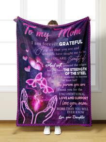 1入組蝴蝶和標語圖案毯子 - 彩色 - 查看 1