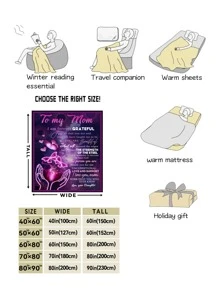 1入組蝴蝶和標語圖案毯子 - 彩色 - 查看 2