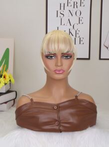 Short Straight Synthetic Hair Bangs - Gold - View 5