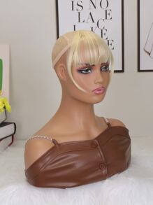 Short Straight Synthetic Hair Bangs - Gold - View 6
