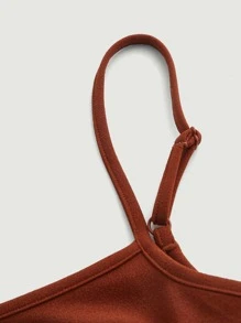 SHEIN MOD Top de tirantes unicolor & Pantalones de pierna ancha - Óxido marrón - Ver 3